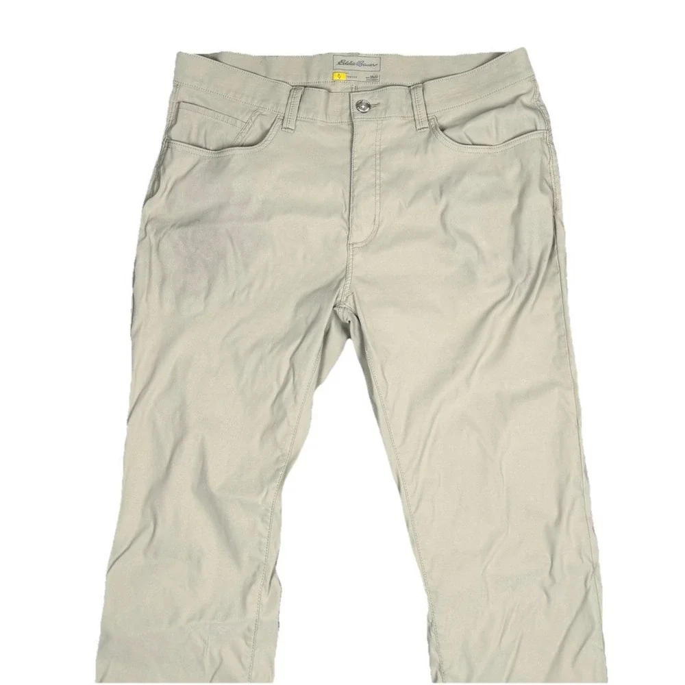 Eddie Bauer Travex Pants Mens 38x32 Tan Nylon Stretch Hiking Tech Pocket